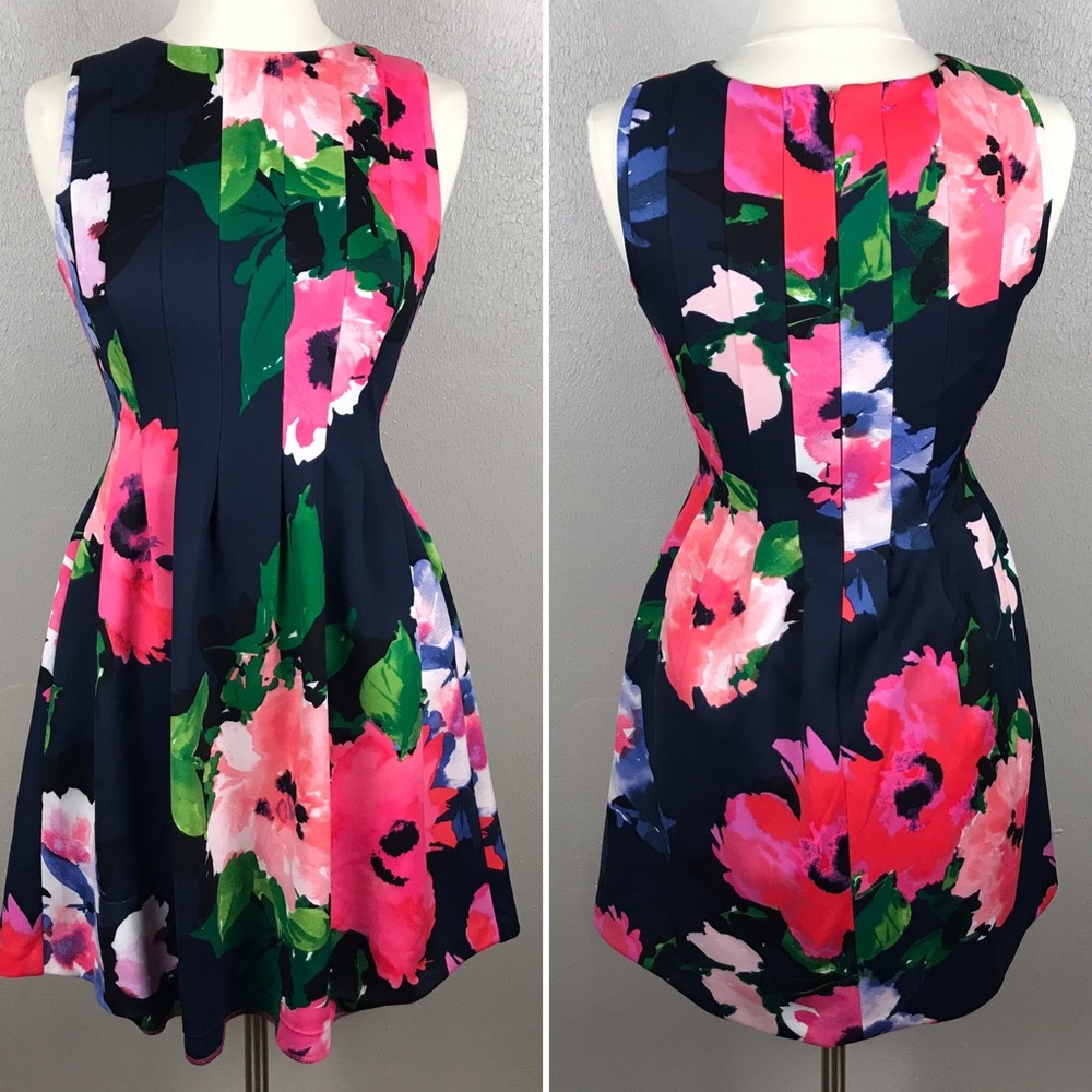 Vince Camuto Fit & Flare Floral Knit Party Dress